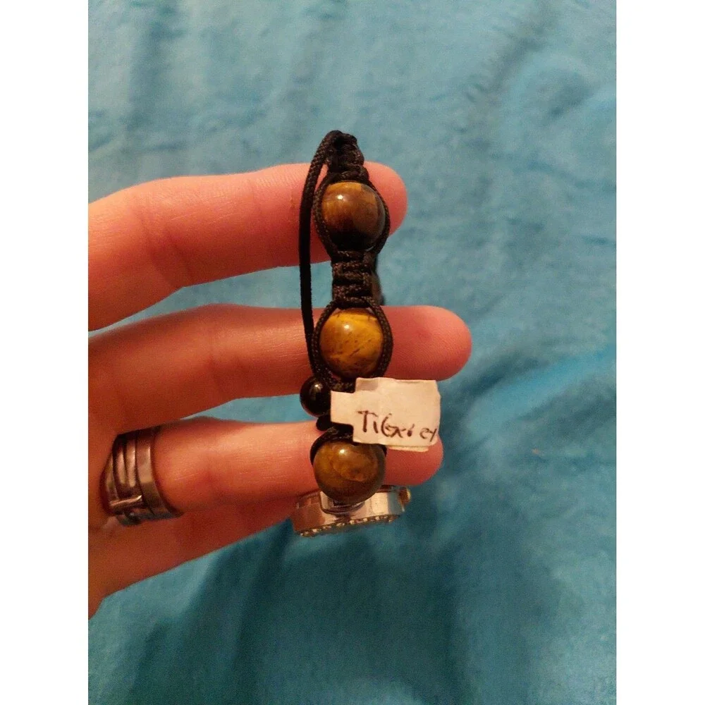 NEW GENEVA BRAIDED TIGERS EYE And Quartz Design WATCH ADJUSTABLE